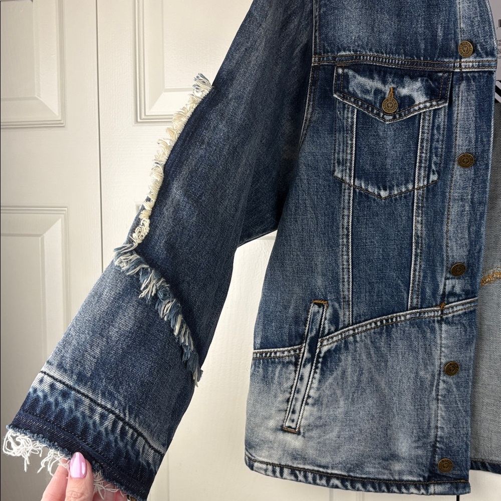 Sandrine Rose x Free People Woman's Sz M Patchwork Vintage Style Jean Jacket NWT - Picture 4 of 10